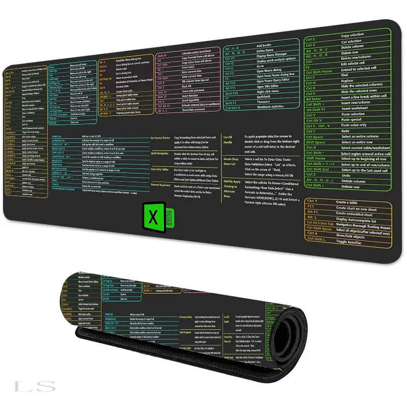 Excel mouse pad Word PowerPoint Shortcut Cheat Sheet Desk Pad NonSlip OfficeandGaming MousePad Windows Keyboa