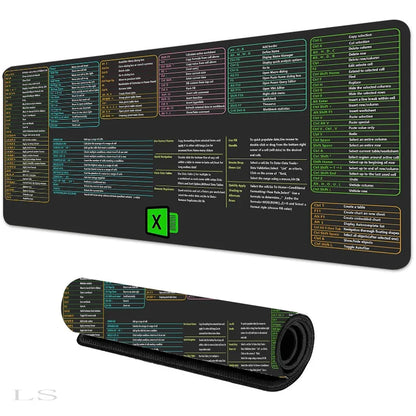 Excel mouse pad Word PowerPoint Shortcut Cheat Sheet Desk Pad NonSlip OfficeandGaming MousePad Windows Keyboa