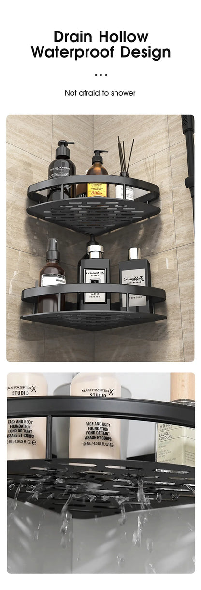 Bathroom Storage - No Drill - Wall Mount - Corner Shelf