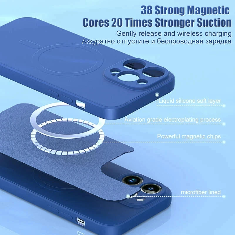 Original Wireless Charging For Magsafe Liquid Silicone Bumper Case For iPhone