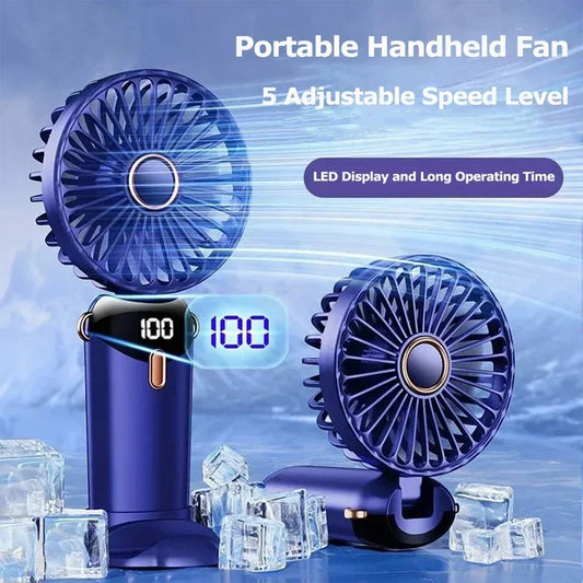 Foldable Portable Desk/Neck Hanging 5 Speed USB Rechargeable Fan