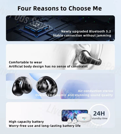 Lenovo XT83II Wireless Headphones Bluetooth 5.3 Earphones Earclip Design Touch Control HD Call with Mics Earbuds Sports Headset