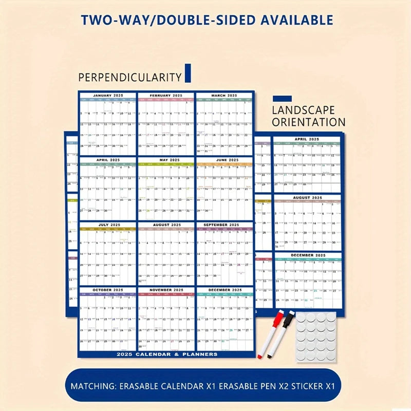 Erasable Whiteboard Calendar Monthly Weekly Planner - Reusable