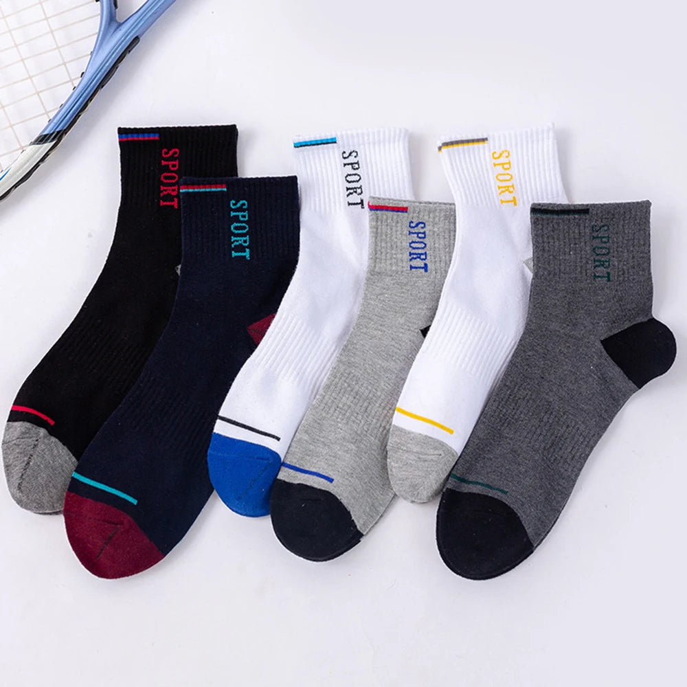2/5/10 Pairs Men Knitted Anti Odor Round Neck Socks Sports Sweat Absorbing Breathable Soft Comfortable Business Casual Socks