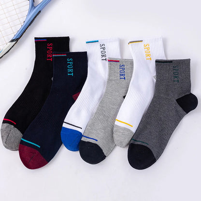 2/5/10 Pairs Men Knitted Anti Odor Round Neck Socks Sports Sweat Absorbing Breathable Soft Comfortable Business Casual Socks