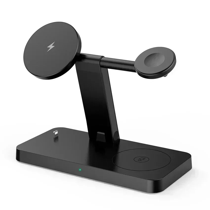 15W 4 In 1 Foldable Fast Charging Station Magnetic Wireless Charger Stand For Magsafe iPhone 12-16 iWatch Airpods Desktop Stand