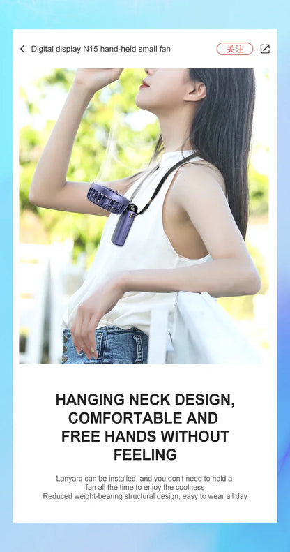 Foldable Portable Desk/Neck Hanging 5 Speed USB Rechargeable Fan