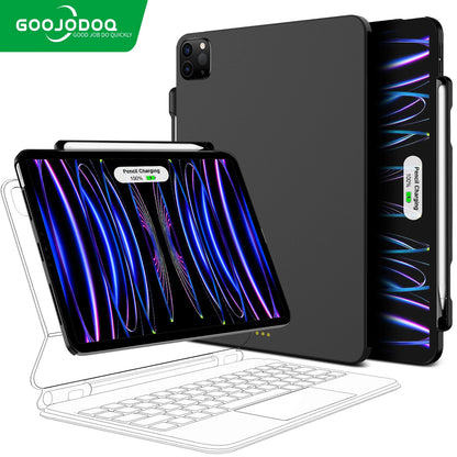 GOOJODOQ Magnetic Case for iPad Pro 11 13 2024 M4 Air 6 Air 4/5 iPad Pro 12.9 Magic Keyboard Compatible Case Pencil Holder