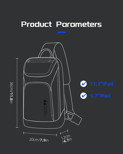 HK Business Crossbody Bag For Men Portable Shoulder Messenger Bags Male Waterproof Travel Short Trip Chest Bag For 11 Inch iPad