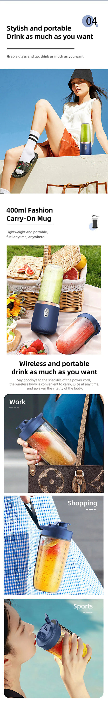 400ml Portable Electric Fruit Juicer/Blender