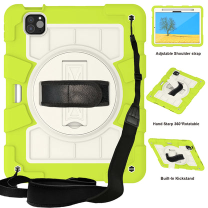 Heavy Duty Case For iPad Pro 11 M4 2024 Model A2836 A2837 A3006 360 Rotation Armor Stand Cover With Shoulder Strap Shockproof