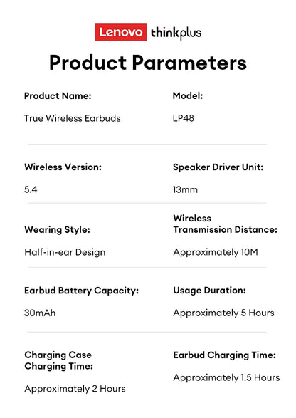 Lenovo Earphones Wireless Bluetooth Business Headset Noise Reduction Sport Earbuds Low Latency Gaming Headphones  Long Endurance