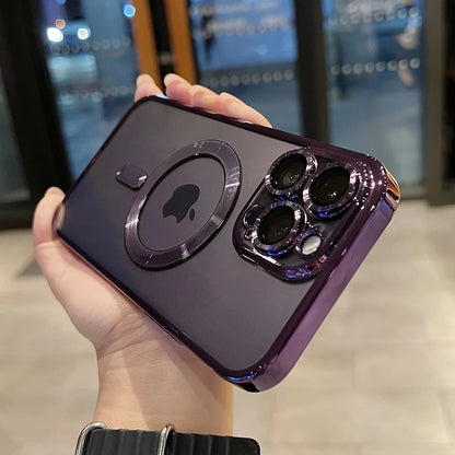 Luxury Magnetic Plating Clear Case For iPhone