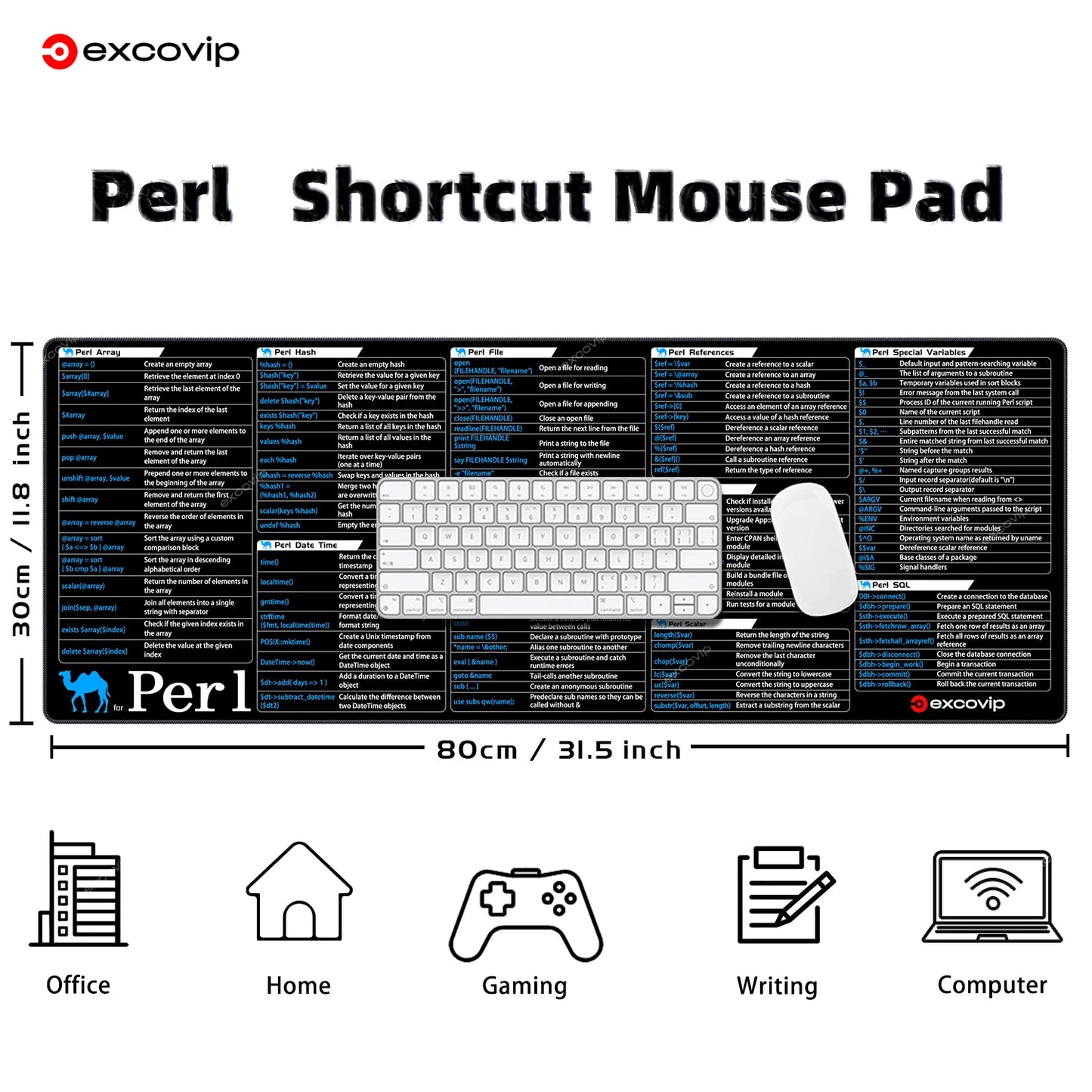 EXCO Perl Programming Mouse Pad Large for System Administration Web Development Engineer Shortcuts Mousepad Computer Desk Mat