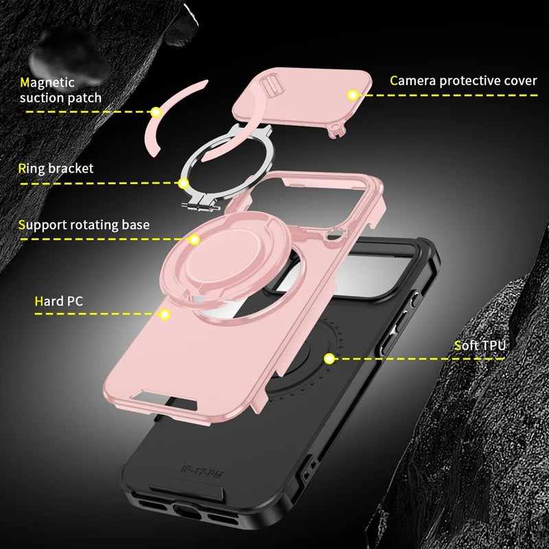 Armor Shockproof Magnetic Ring Stand Holder Phone Case For iphone 17 Pro Max Camera Protection Cover For iphone17 Air Case