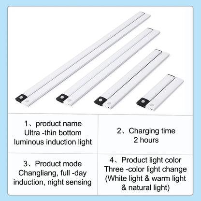 10/20/30/40/60CM Night Light USB Rechargeable Motion Sensor Led Light