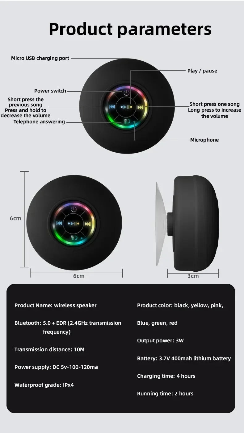 Mini Portable Bluetooth Audio IPX4 Waterproof Wall Speaker