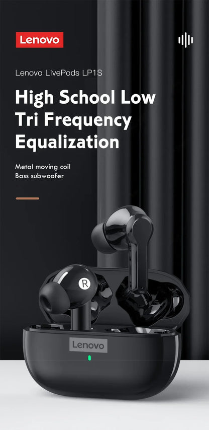Original Lenovo LP1S Earphones TWS Wireless Bluetooth 5.0 Headphones Waterproof Sport Headsets Noise Reduction Earbuds with Mic