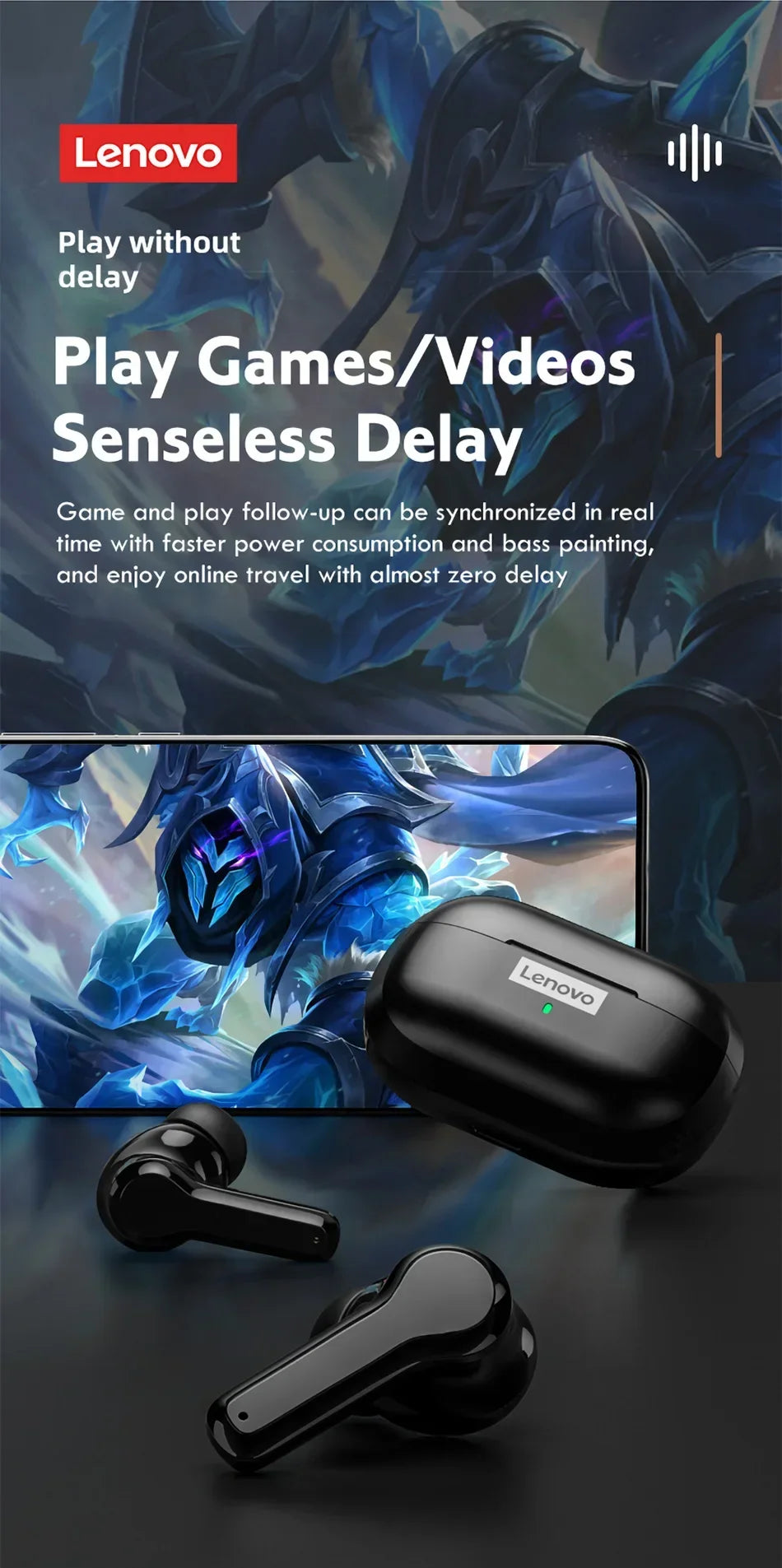 Original Lenovo LP1S Earphones TWS Wireless Bluetooth 5.0 Headphones Waterproof Sport Headsets Noise Reduction Earbuds with Mic