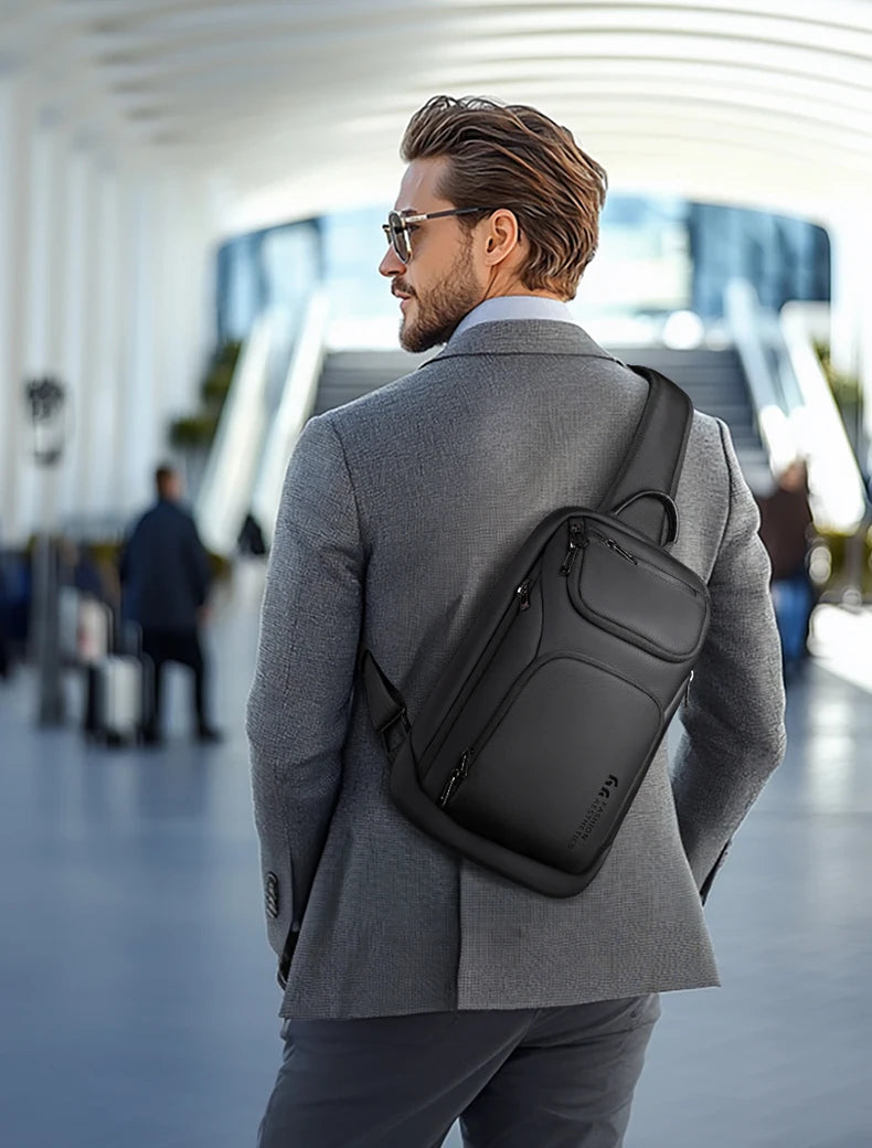 HK Business Crossbody Bag For Men Portable Shoulder Messenger Bags Male Waterproof Travel Short Trip Chest Bag For 11 Inch iPad