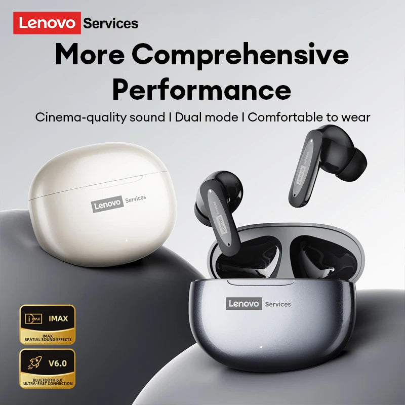 New Lenovo LE202 TWS Bluetooth 6.0 Gaming Earphones AI Call Noise Cancellation Sound Quality Headphone Long Battery Life Earbuds