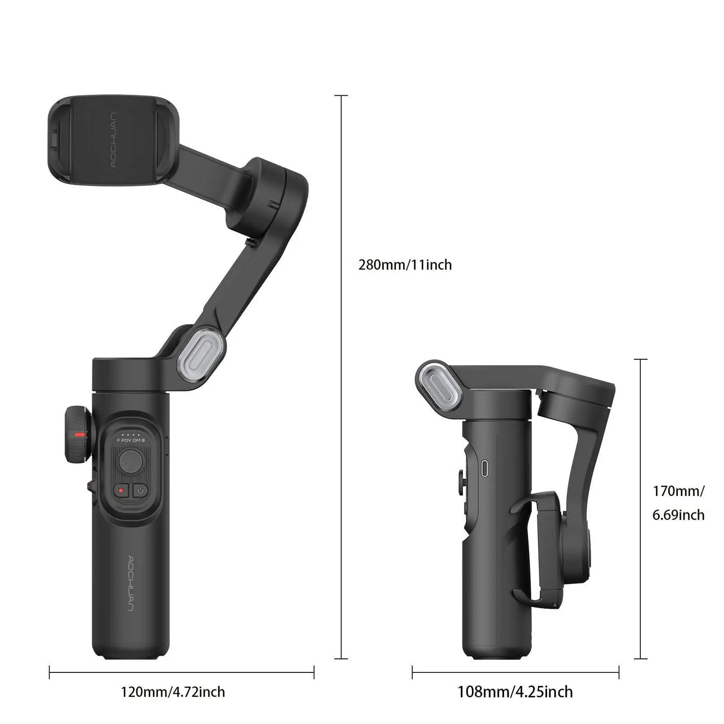 AOCHUAN 3-Axis Handheld Gimbal Stabilizer for Smartphone with Fill Light