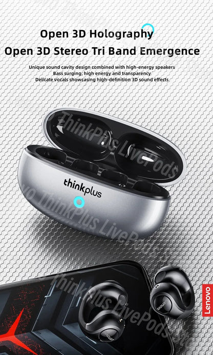 Lenovo XT83II Wireless Headphones Bluetooth 5.3 Earphones Earclip Design Touch Control HD Call with Mics Earbuds Sports Headset