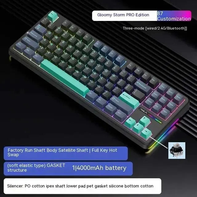 AULA F87 Pro - Wireless Mechanical Keyboard - Silent Keys