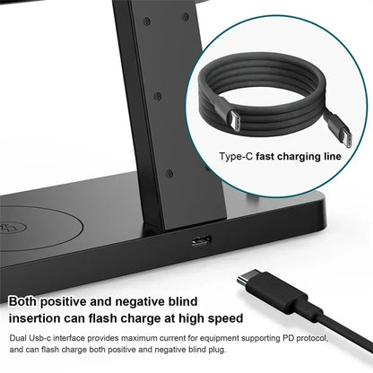 15W 4 In 1 Foldable Fast Charging Station Magnetic Wireless Charger Stand For Magsafe iPhone 12-16 iWatch Airpods Desktop Stand