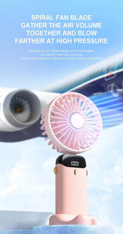 Foldable Portable Desk/Neck Hanging 5 Speed USB Rechargeable Fan