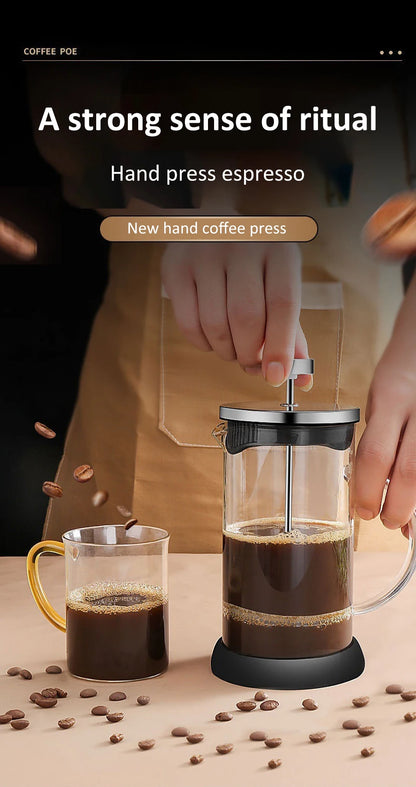 350-1000ml French Press - Stainless Steel and Glass Coffee Maker