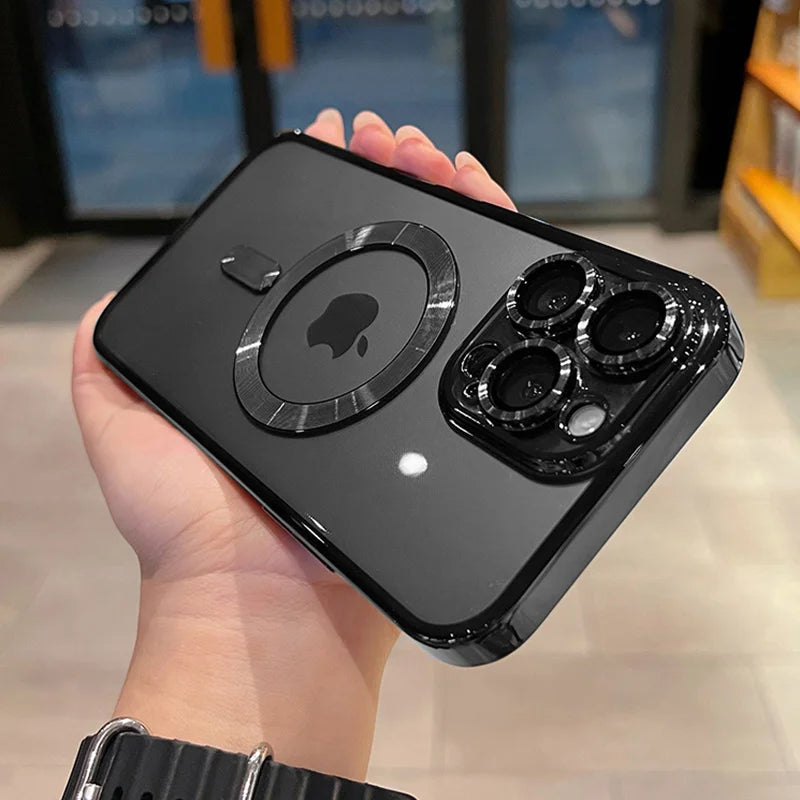 Luxury Magnetic Plating Clear Case For iPhone