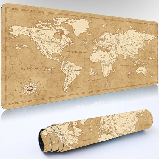 Vintage Map Deskmat,OLD MAP of The World Gaming Mouse Pad Laptop Office Home Mousepad Gamer Keyboard Carpet Computers Mouse Mats