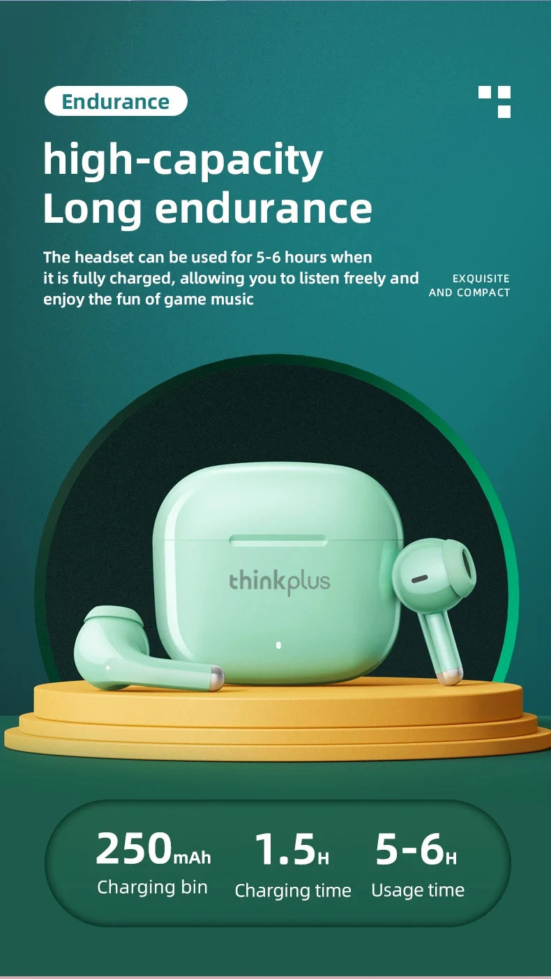 Choice Lenovo LP40 Pro TWS Bluetooth Earphones Touch Control Music Sport Headset Noise Reduction Gaming Headphones 250mAh New