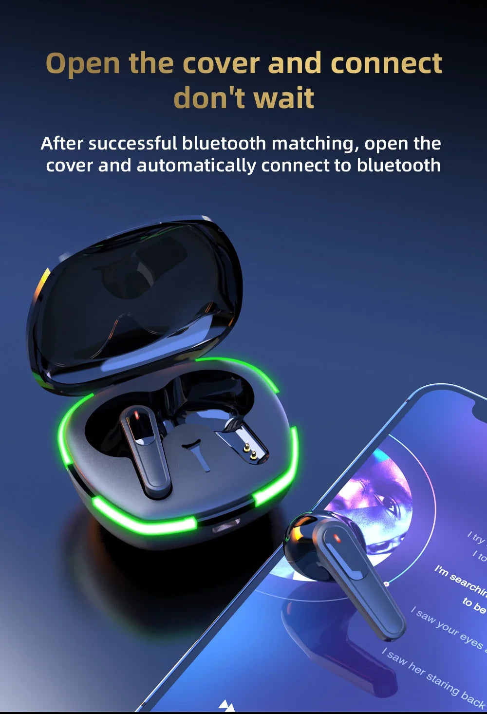 SW-P60 Wireless bluetooth earphones Headset Touch Light With Mic HiFi Stereo Headset Sports Outdoor Earbuds Ear Games Music