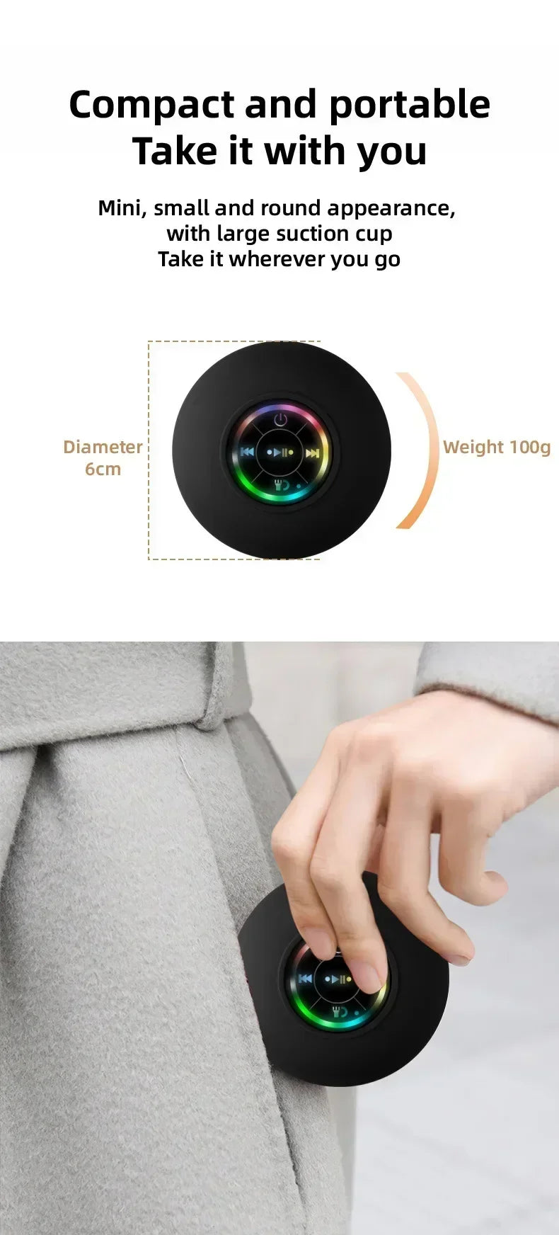 Mini Portable Bluetooth Audio IPX4 Waterproof Wall Speaker
