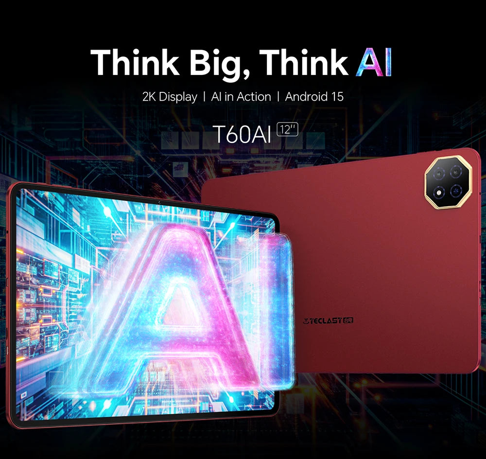 Teclast T60 AI Tablet (Allwinner A733 8-core 1.8GHz/6GB RAM/128GB ROM/1200*2000iPS TDDI/WIFI6/8000mAh/Type-C/13MP+5MP Android15)