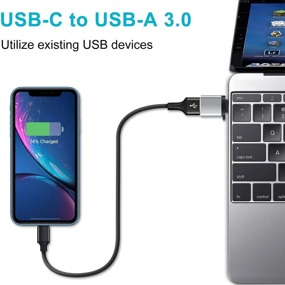 2PCS - USB 3.0 To Type C OTG Charger Adapter Connector and Type-C to USB Male