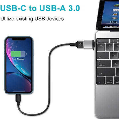 2PCS - USB 3.0 To Type C OTG Charger Adapter Connector and Type-C to USB Male