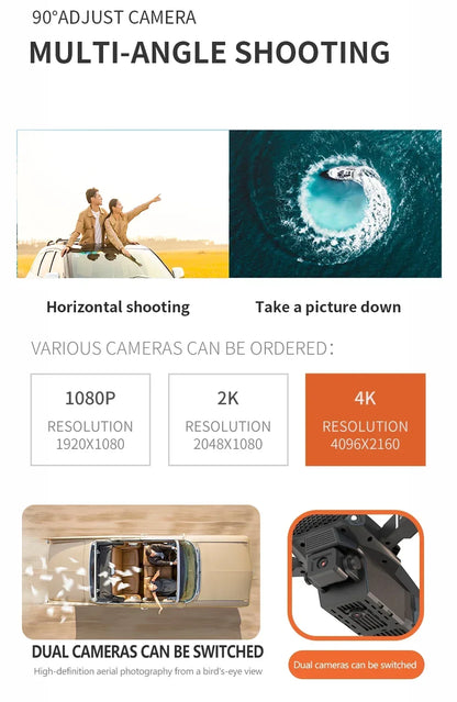 New E88Pro RC Drone 4K Professinal With 1080P Wide Angle Dual HD Camera Foldable RC Helicopter WIFI FPV Height Hold Apron Sell