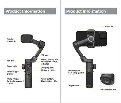 AOCHUAN 3-Axis Handheld Gimbal Stabilizer for Smartphone with Fill Light