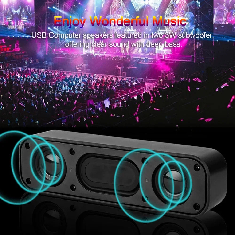 HK-5008 USB Powered Soundbar Desktop Speaker Wired Computer Sound Box for TV Desktop Laptop with 2 Subwoofers Music Player
