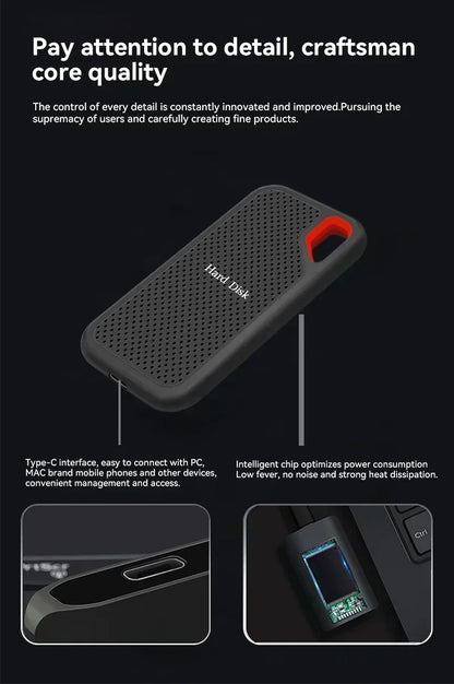 Mobile hard disk large capacity 256TB SSD solid state hard disk external hard disk HDD suitable for laptop/PC/iPadUSB3.1 origina