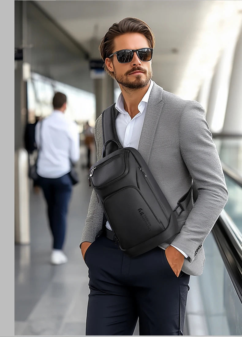 HK Business Crossbody Bag For Men Portable Shoulder Messenger Bags Male Waterproof Travel Short Trip Chest Bag For 11 Inch iPad