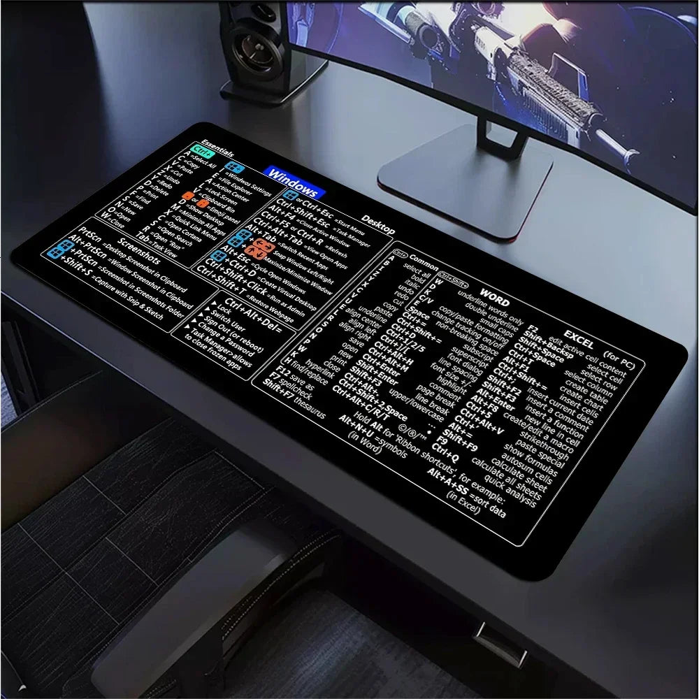 Excel mouse pad Word PowerPoint Shortcut Cheat Sheet Desk Pad NonSlip OfficeandGaming MousePad Windows Keyboa
