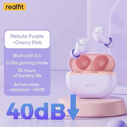Realfit F4 Mini ANC Bluetooth Earphones 40dB Active Noice Cancellation HIFI Heavy Bass Wireless Earbuds for realme xiaomi