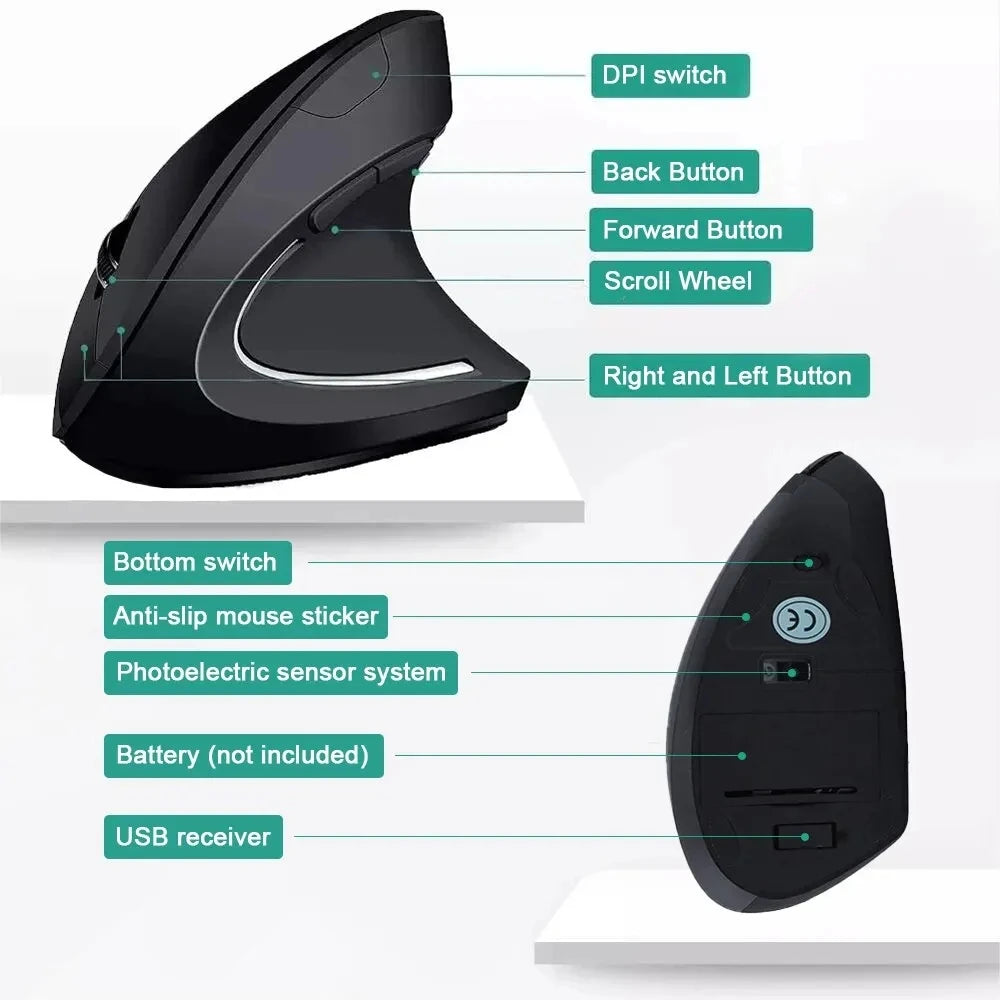 Ergonomic 2.4GHz Wireless Optical Vertical Mouse