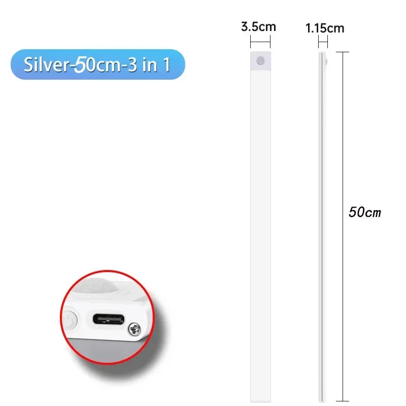 10/20/30/40/60CM Night Light USB Rechargeable Motion Sensor Led Light