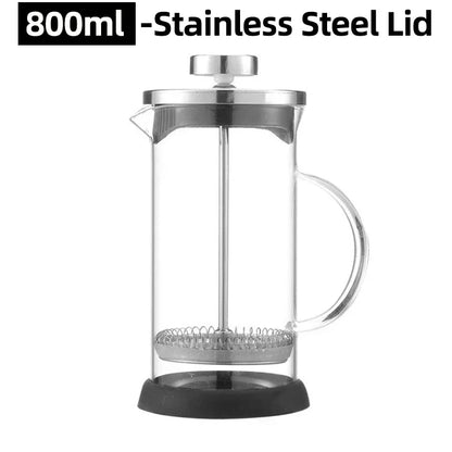 350-1000ml French Press - Stainless Steel and Glass Coffee Maker