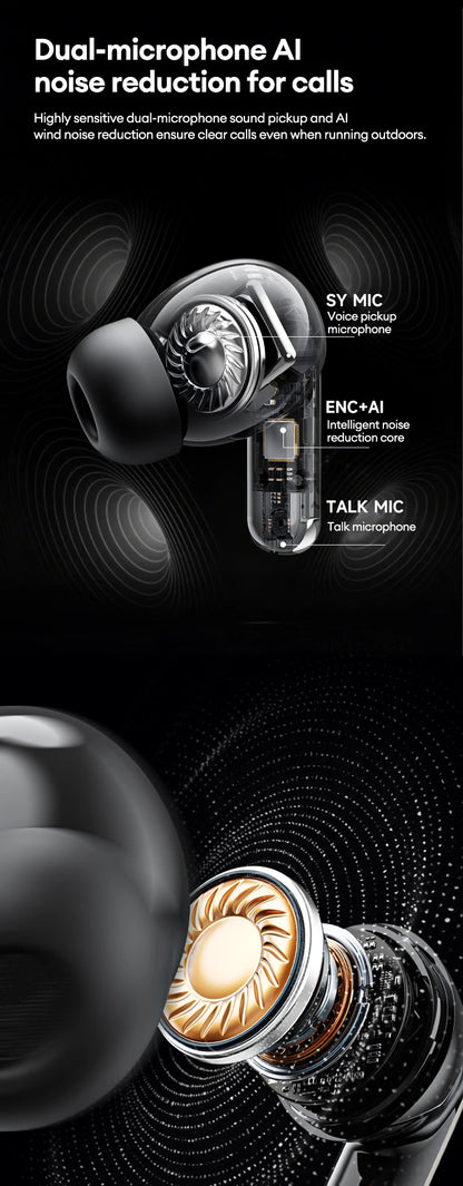 Lenovo LE208 Wireless Bluetooth 6.0 Leather Headphones HiFi Lossless Sound Noise Reduction Earphone Low Latency Gaming Earbuds